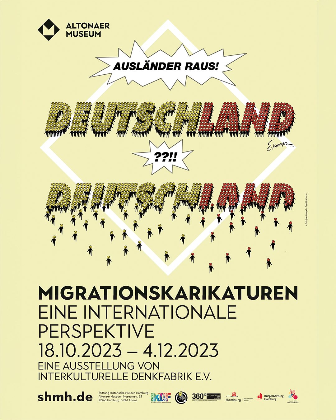Ausstellungsplakat Migrationskarikaturen